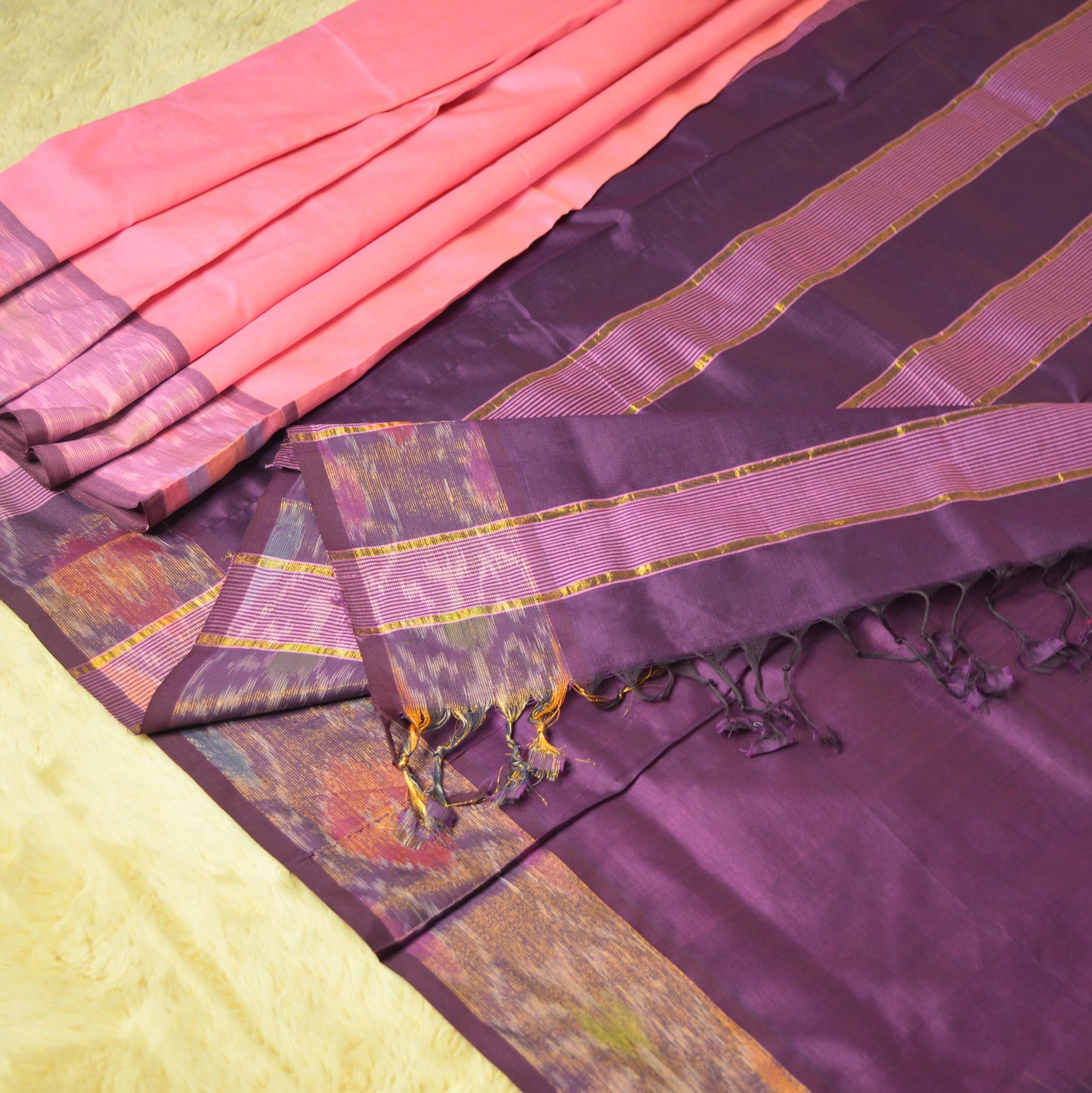 Pink and wine venkatagiri silk cotton saree