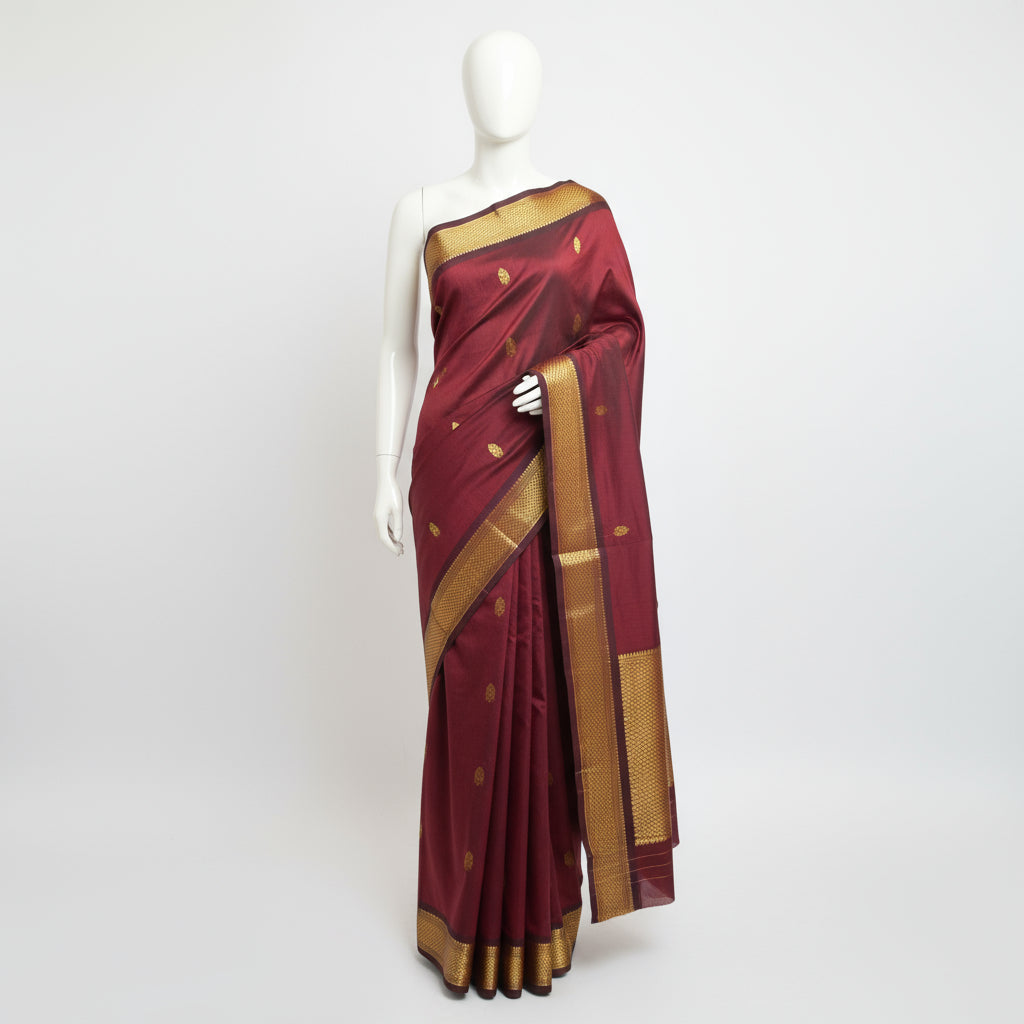 Maroon handloom kalyani cotton saree