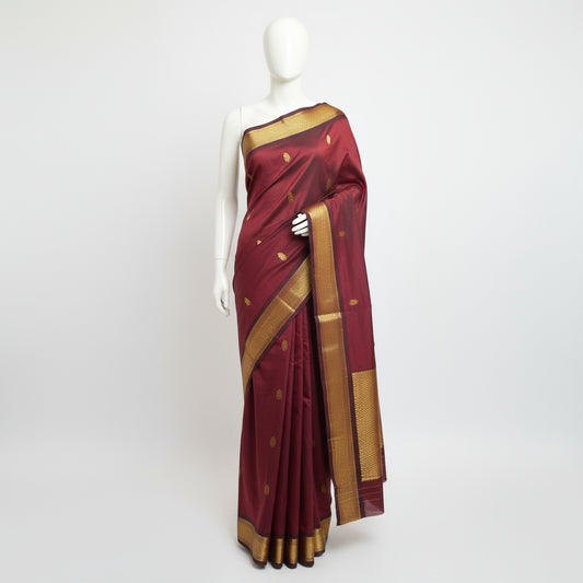 Maroon handloom kalyani cotton saree