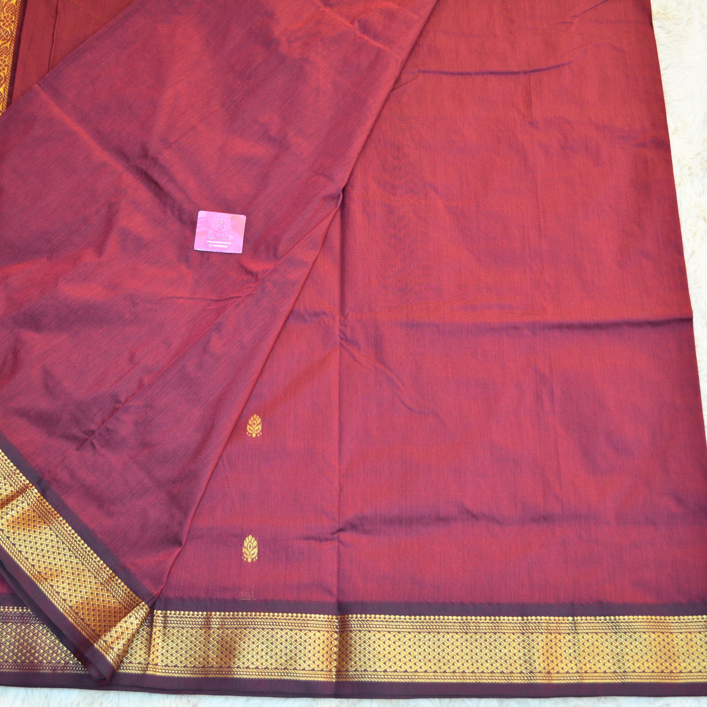 Maroon handloom kalyani cotton saree