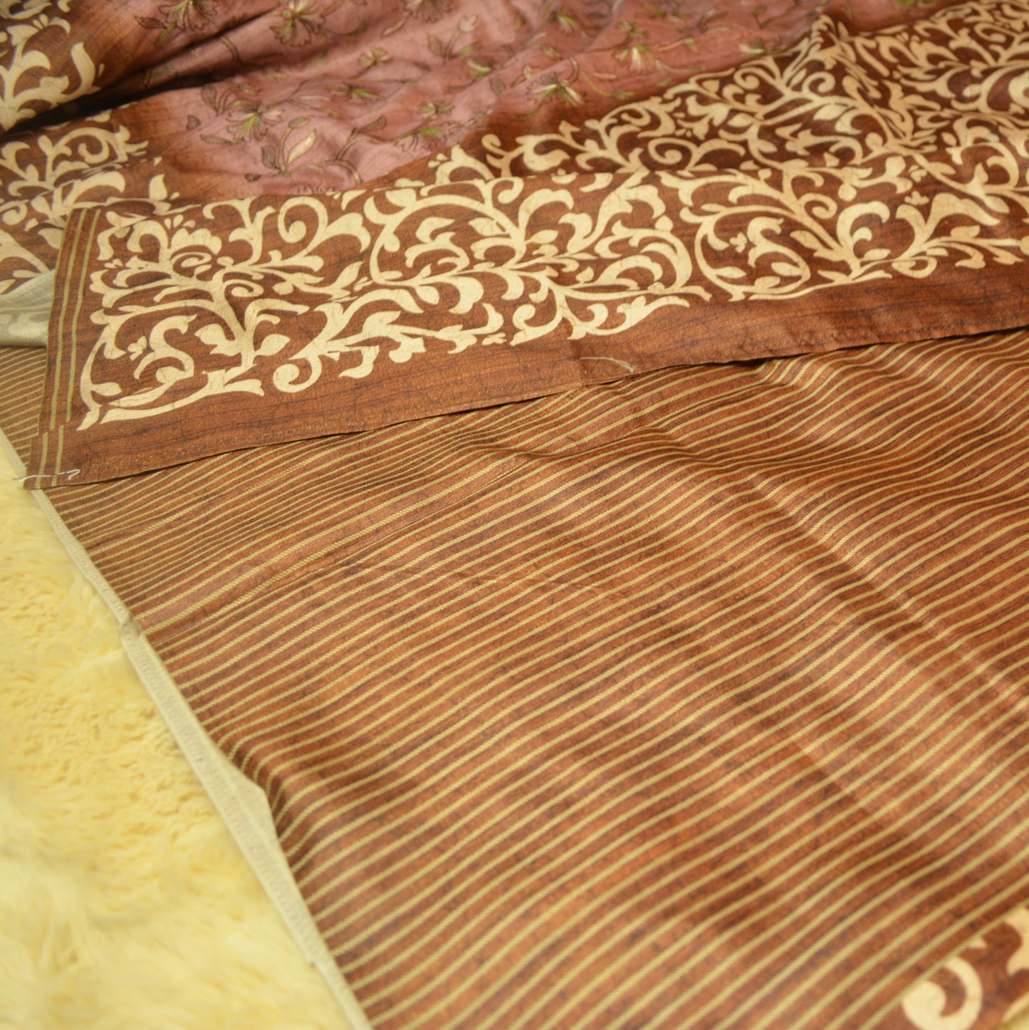 Pastel lavender soft tussar embroidery saree