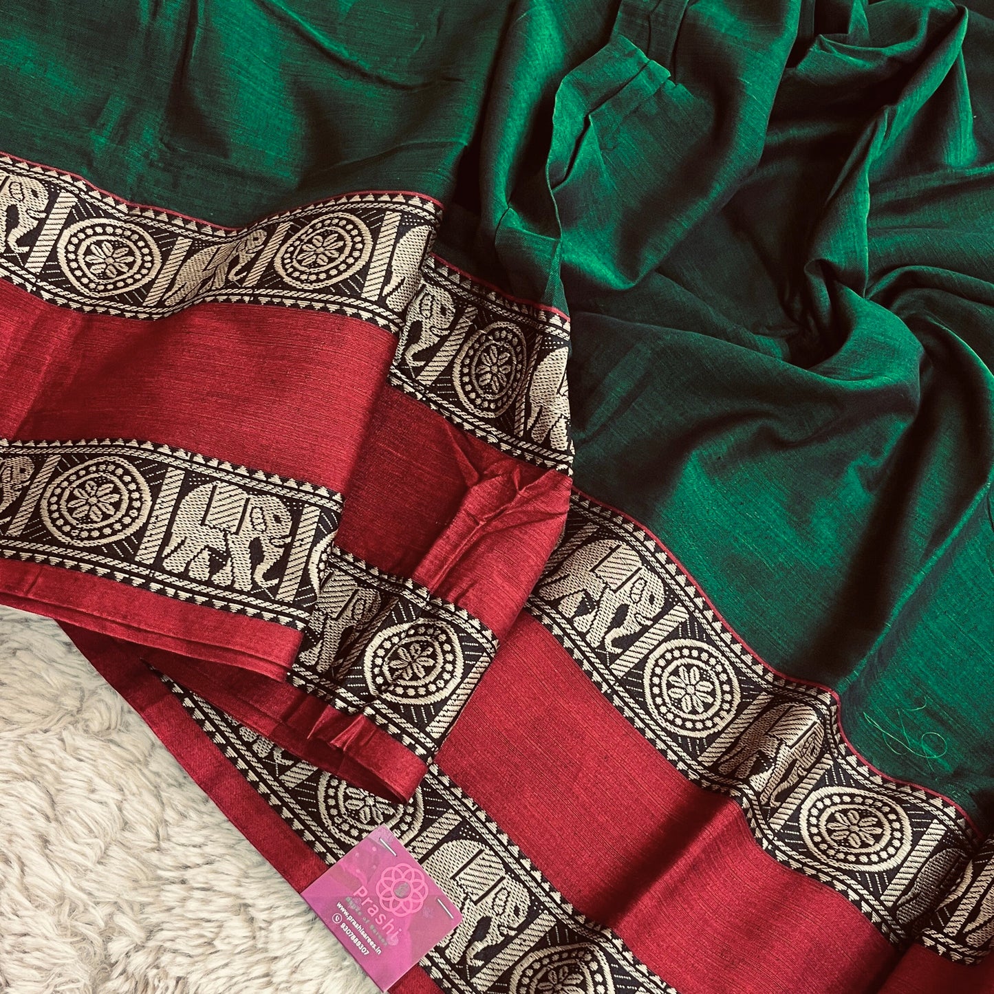 Green pure handloom narayanpet ganga jamuna border