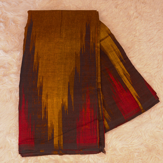 Mustard Handloom manibanbandha ikkat cotton saree