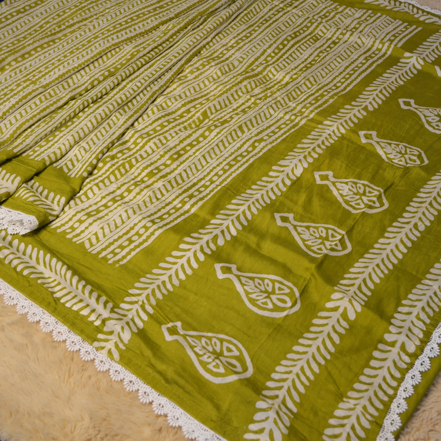 Mehandi green maslin cotton saree