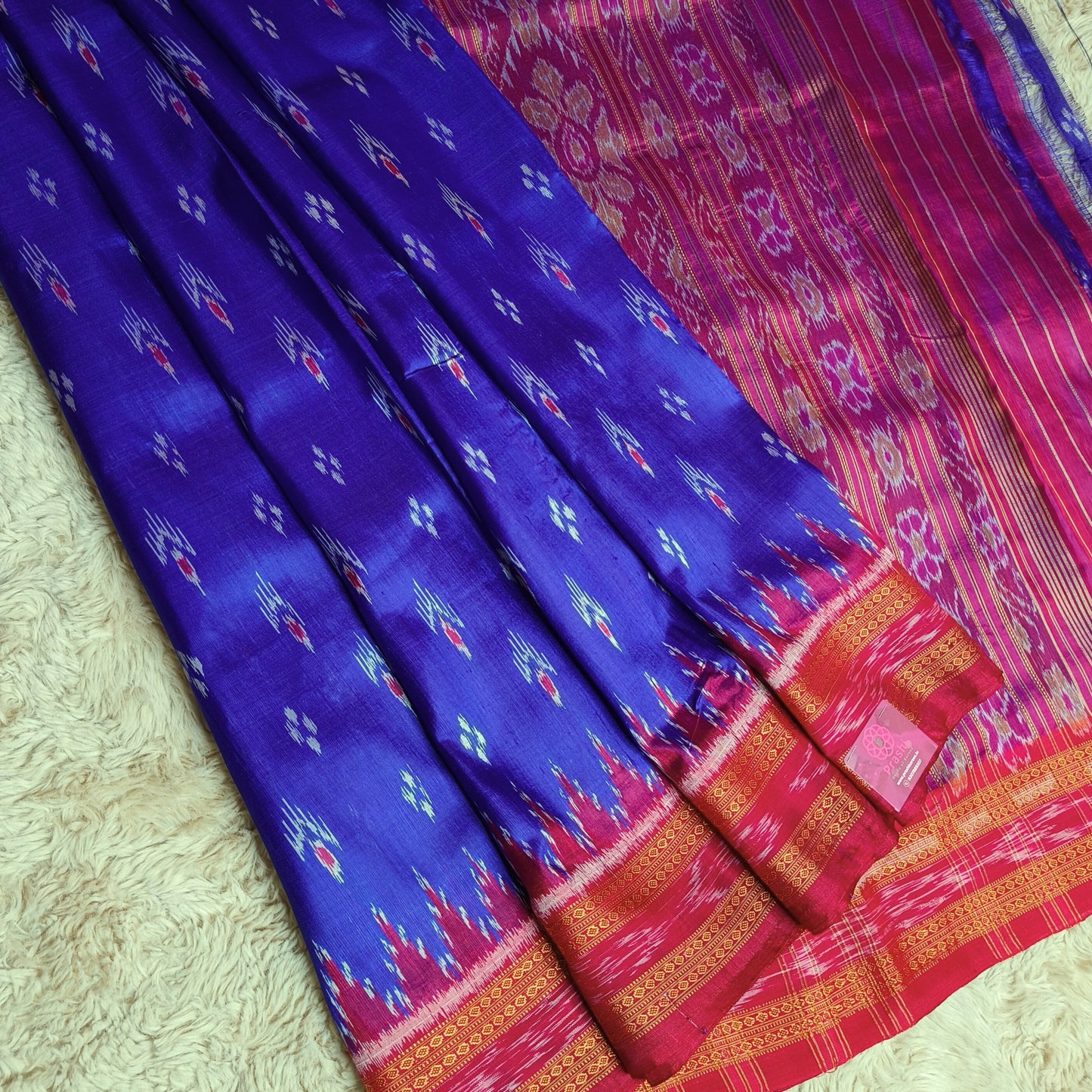 Blue pure silk-odisha ikat khandua saree