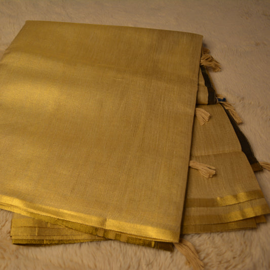 Cream and black khadi tissue saree