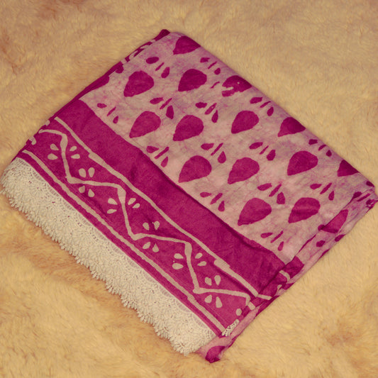 Pink maslin cotton saree