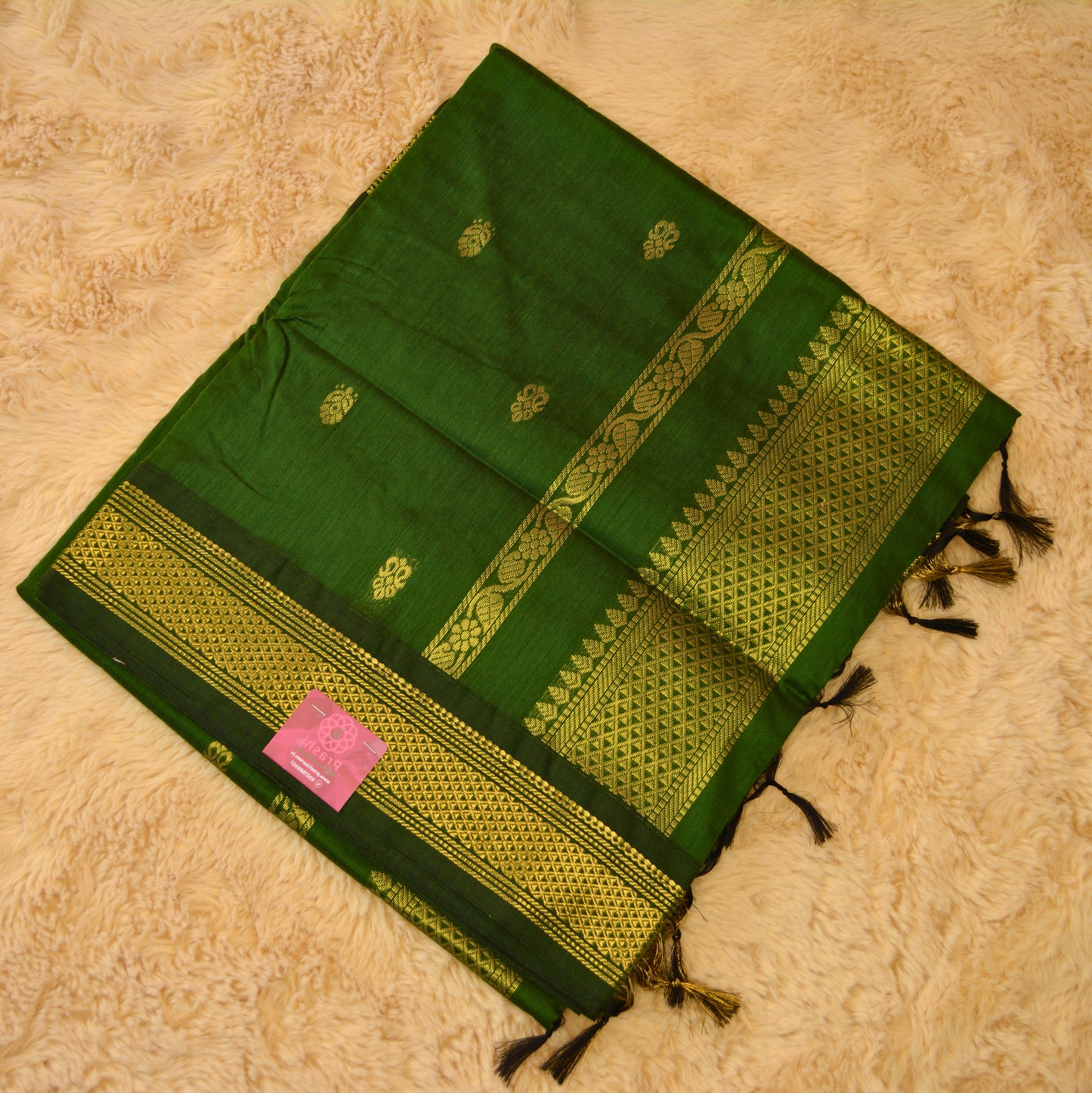 Mehandi green handloom kalyani cotton saree