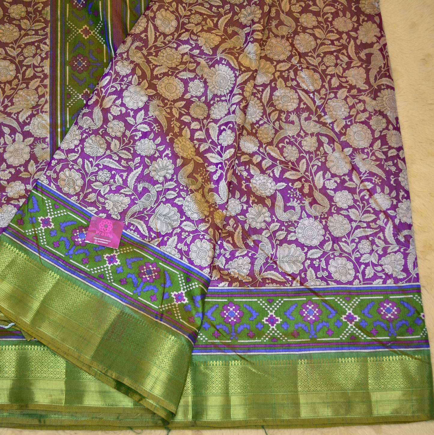 Purple with green patola saree
