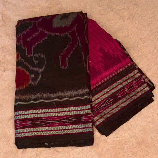 Red triple layer sabalpuri handloom saree