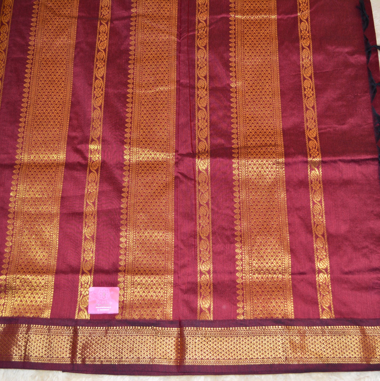 Maroon handloom kalyani cotton saree