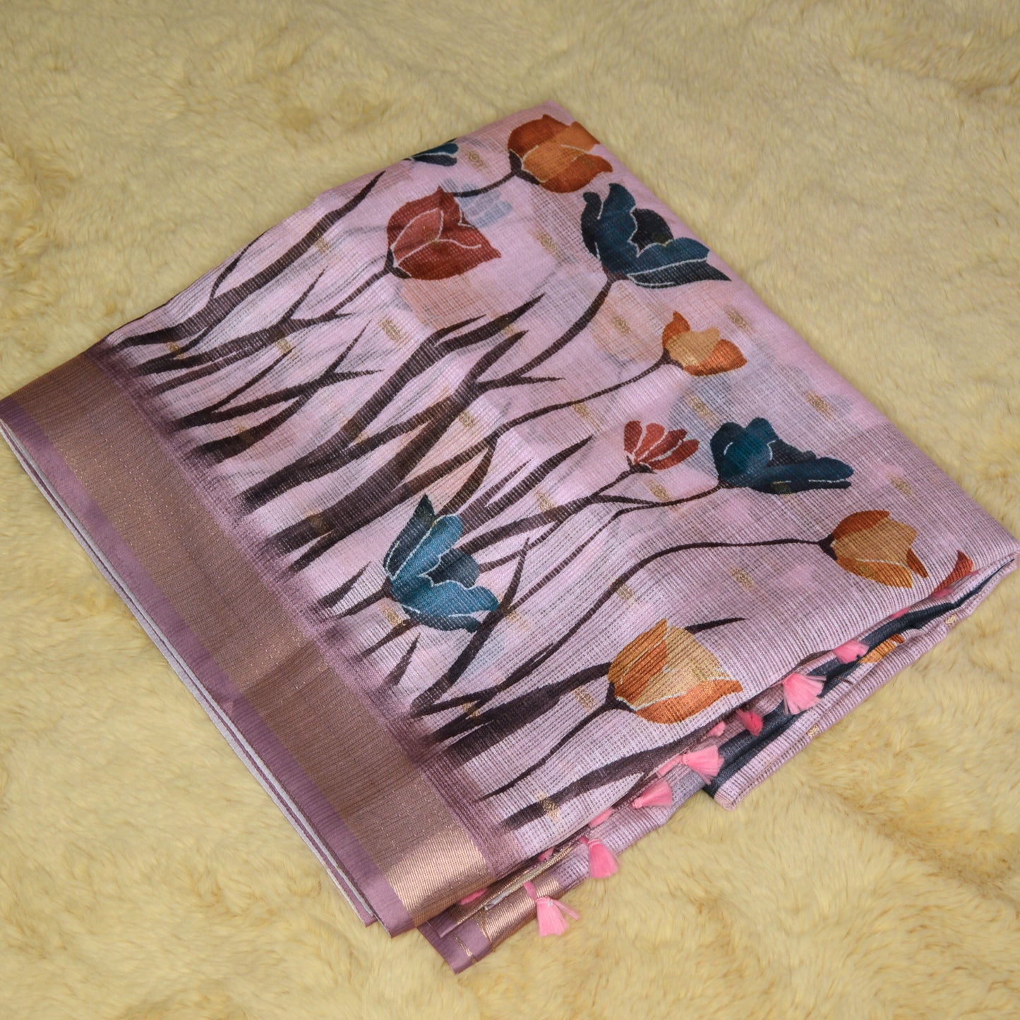 Lavender kota digital print saree