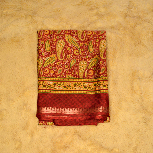 Maroon kosha silk muslin saree