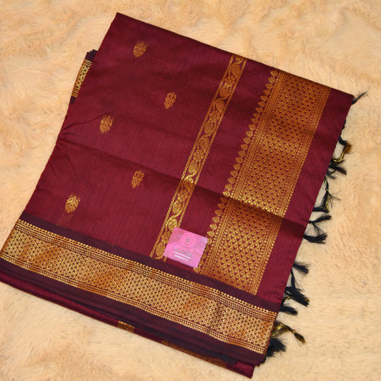 Maroon handloom kalyani cotton saree