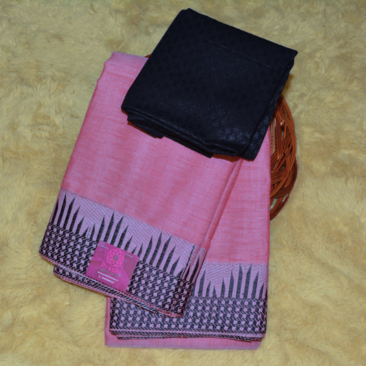 Baby pink  kanchi cotton saree