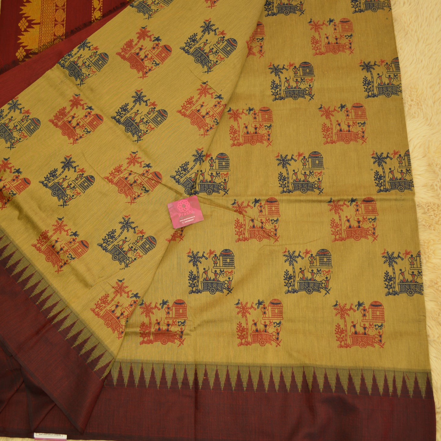 Sand colour kalyani cotton digital print saree