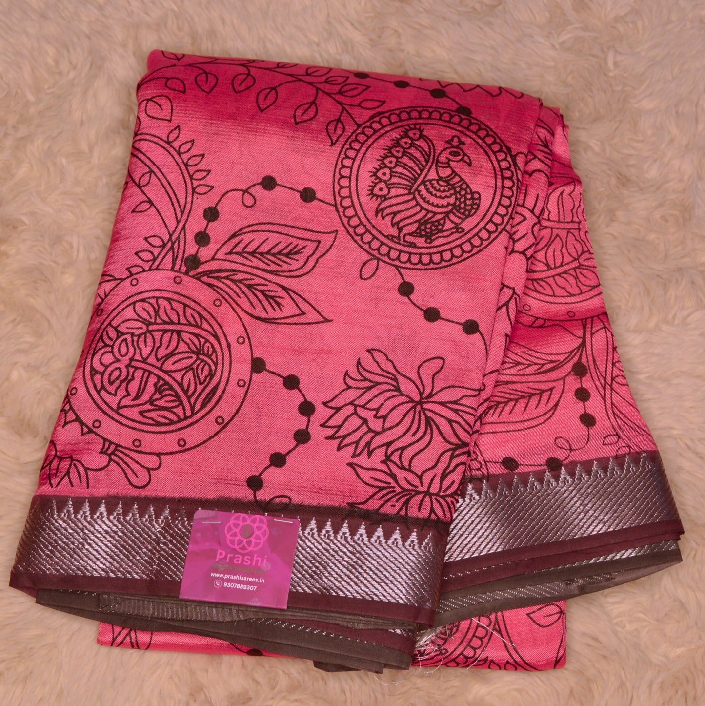 pink pure mangalagiri silk half n half saree
