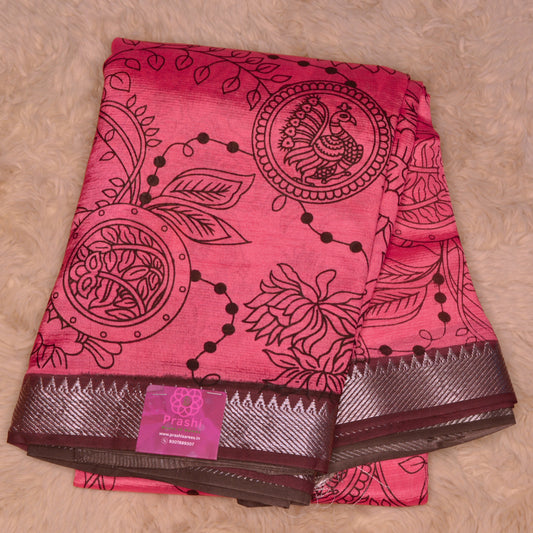 pink pure mangalagiri silk half n half saree