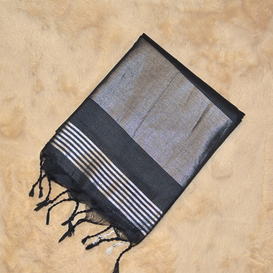 Black khadi cotton saree