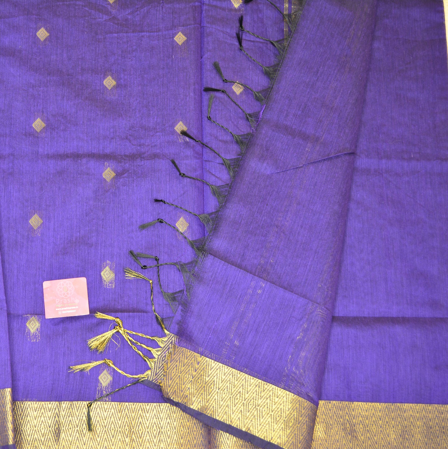 Purple maheshwari silk cotton saree