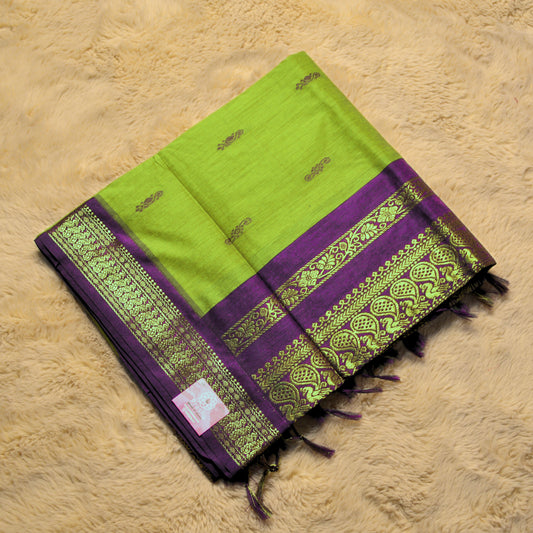 Parrot green  kalyani cotton border saree