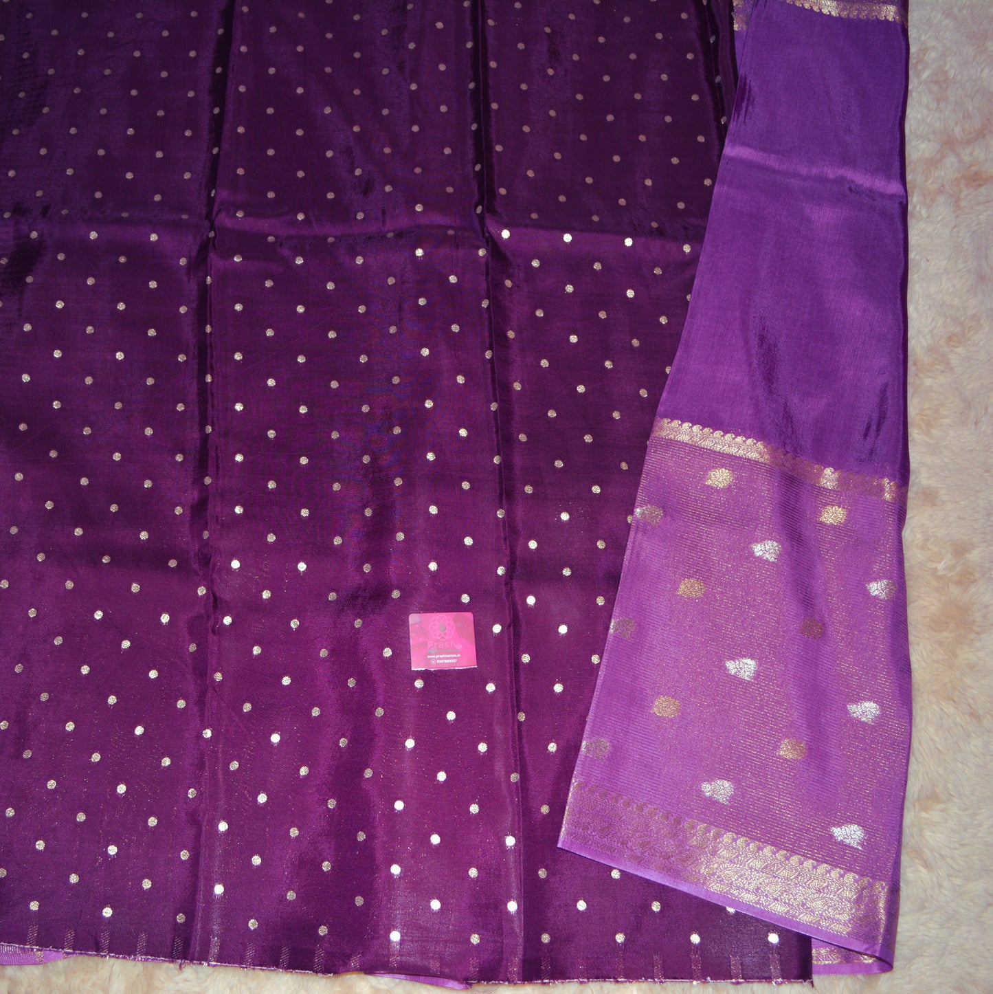 Lavender viscose crepe saree