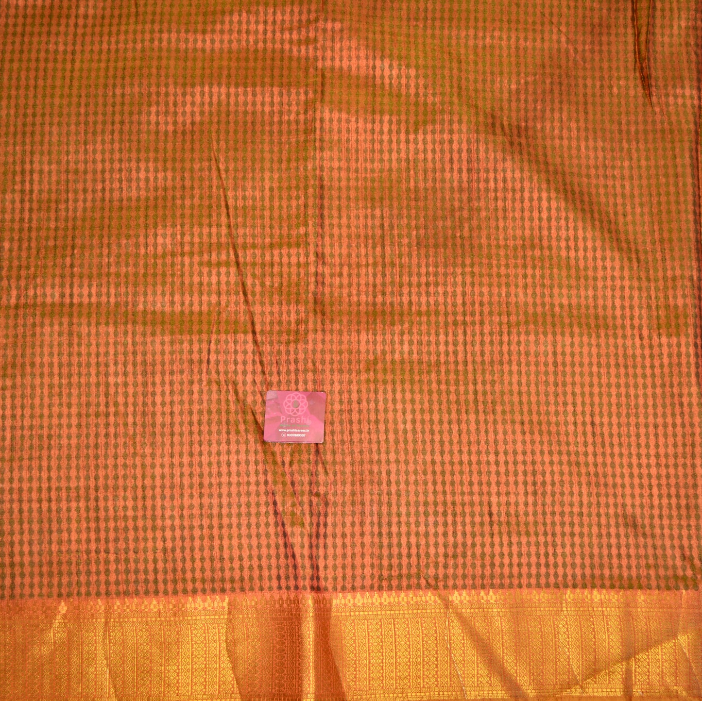Mehandi green with rust orange patola saree