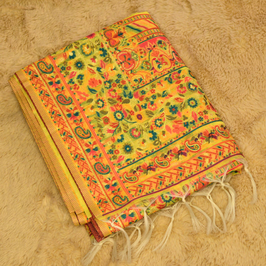 Yellow pashmina saree