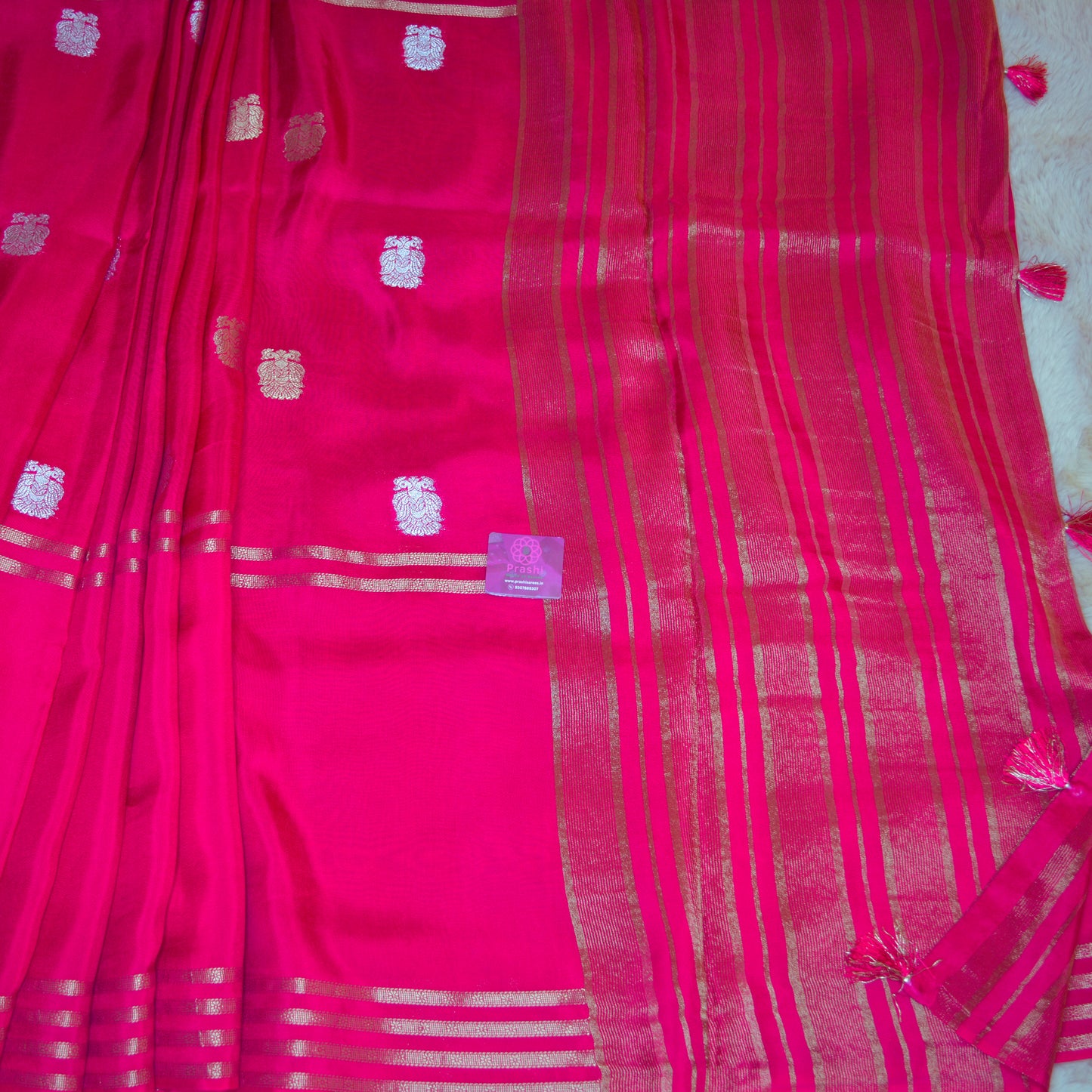 Pink pure viscose crepe saree