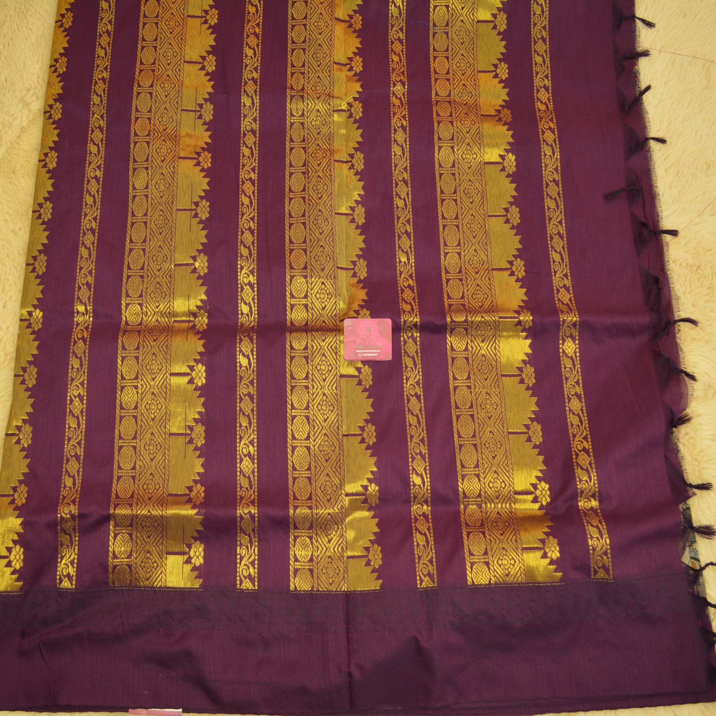 Grey with purple kalyani cotton digital print saree