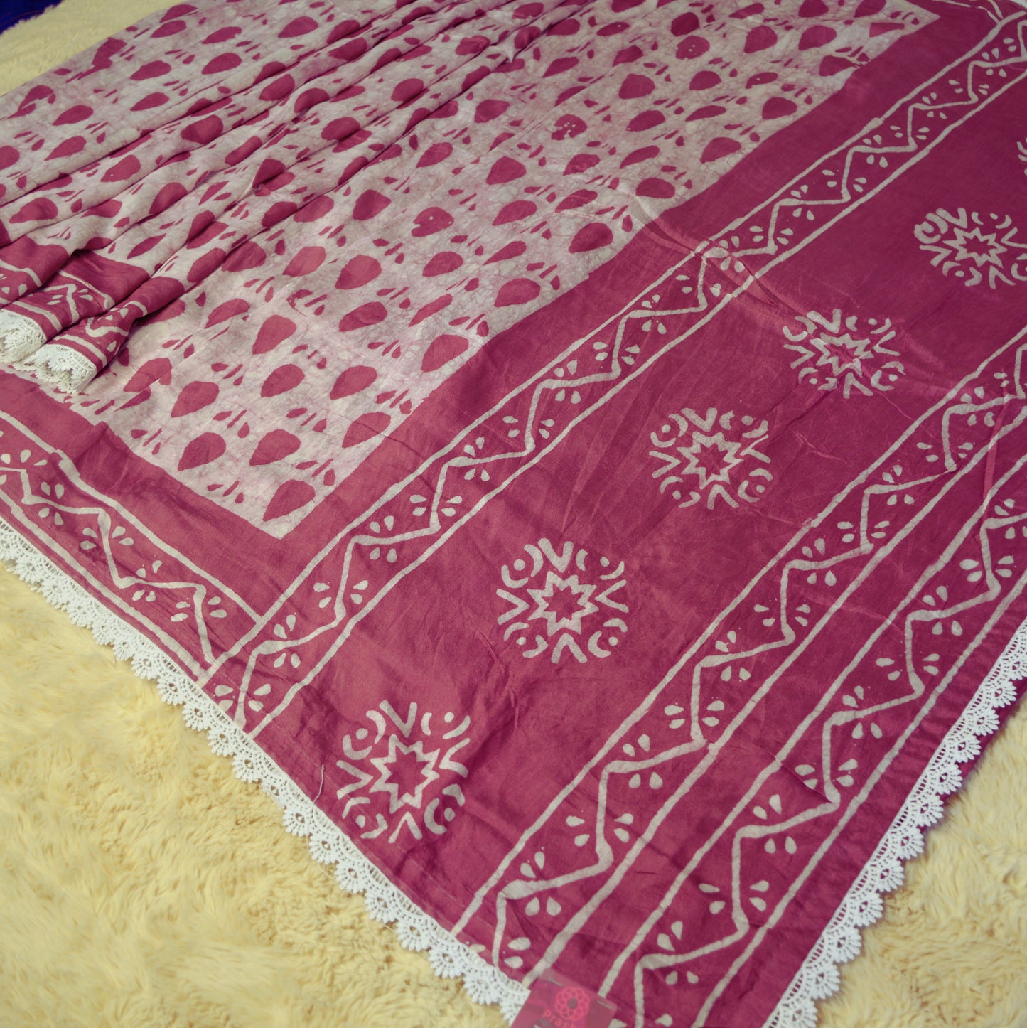 Pink maslin cotton saree