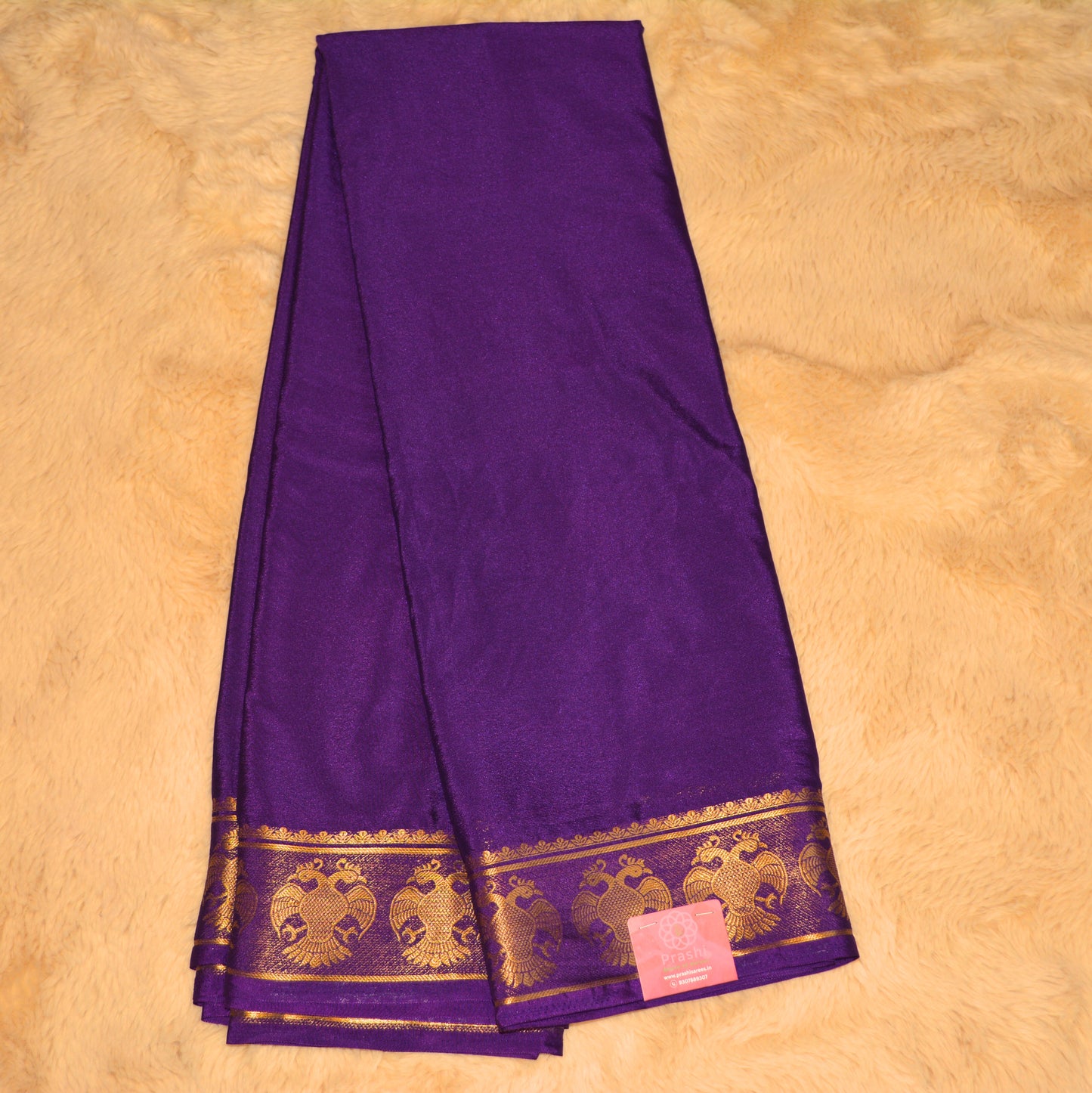 Purple semi mysore crepe saree