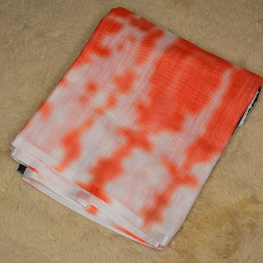 Orange with black linen shibori print saree