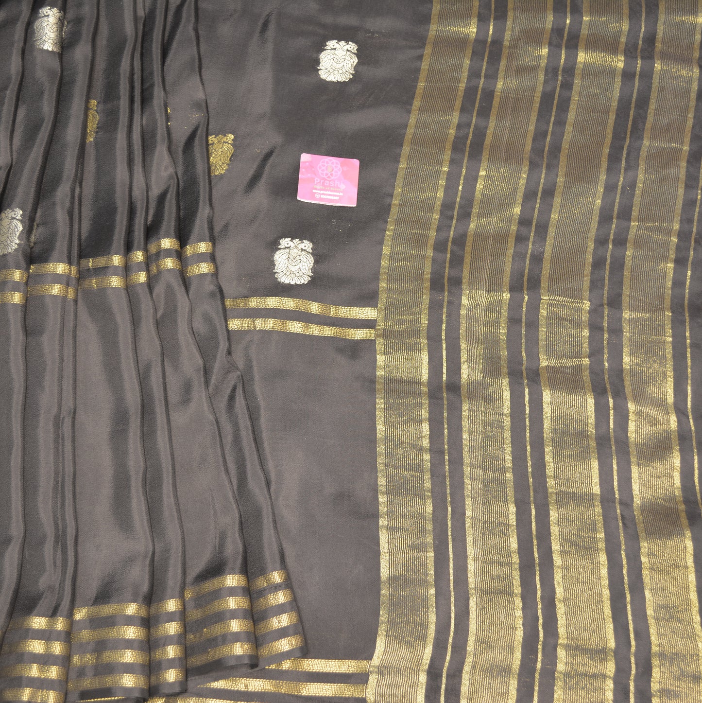Black pure viscose crepe saree
