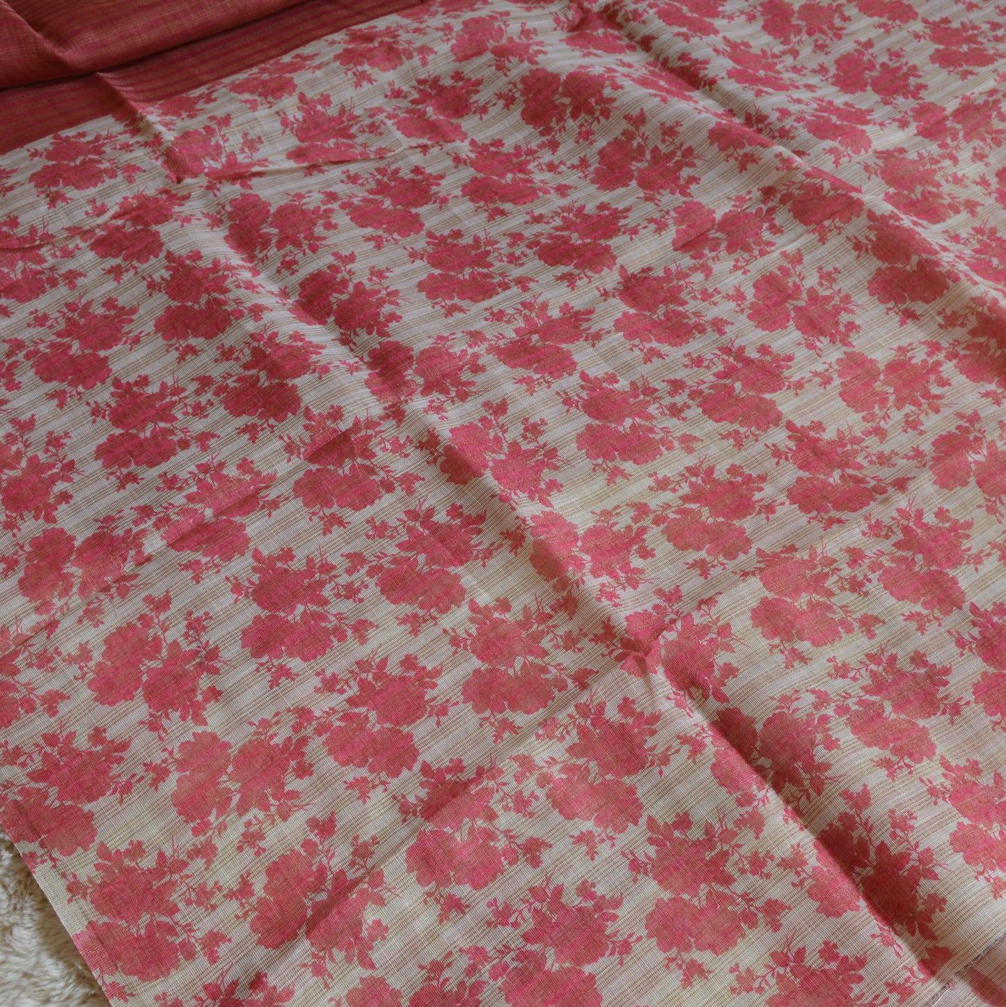 Maroon khadi tissue floral border saree