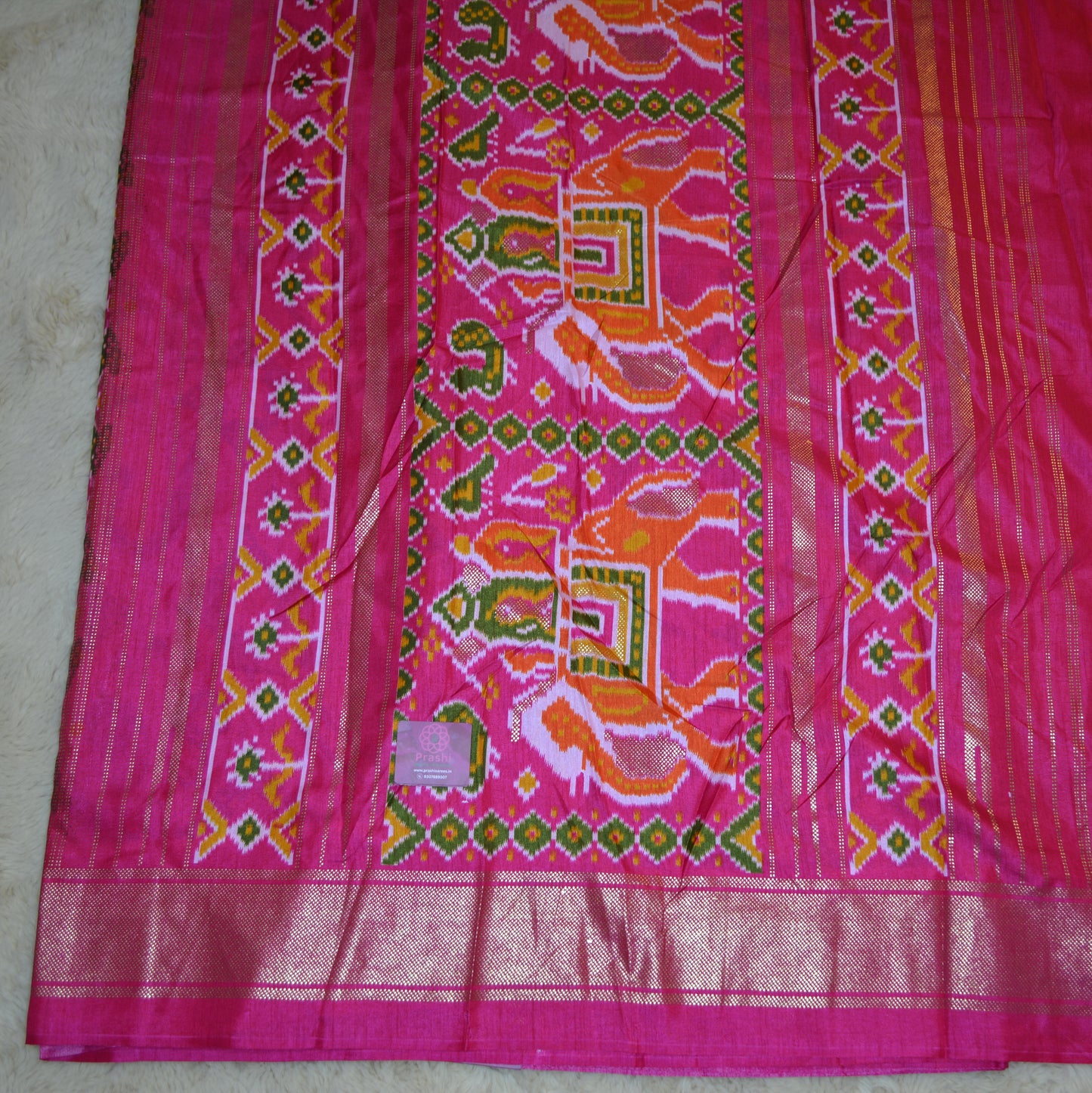 Pink ikkat semi dola saree