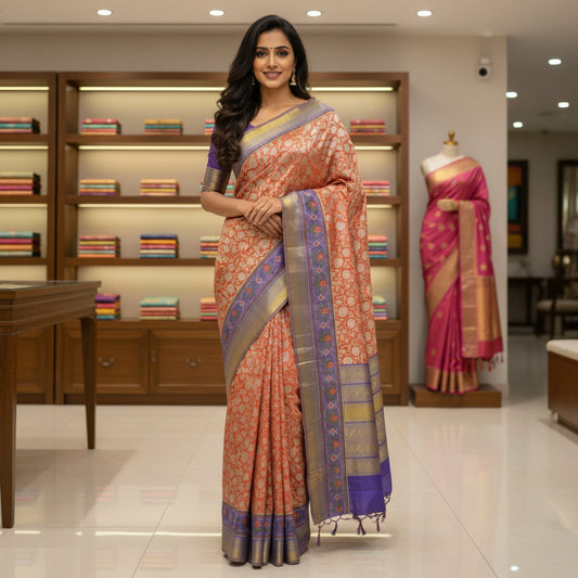 Brick red patola saree