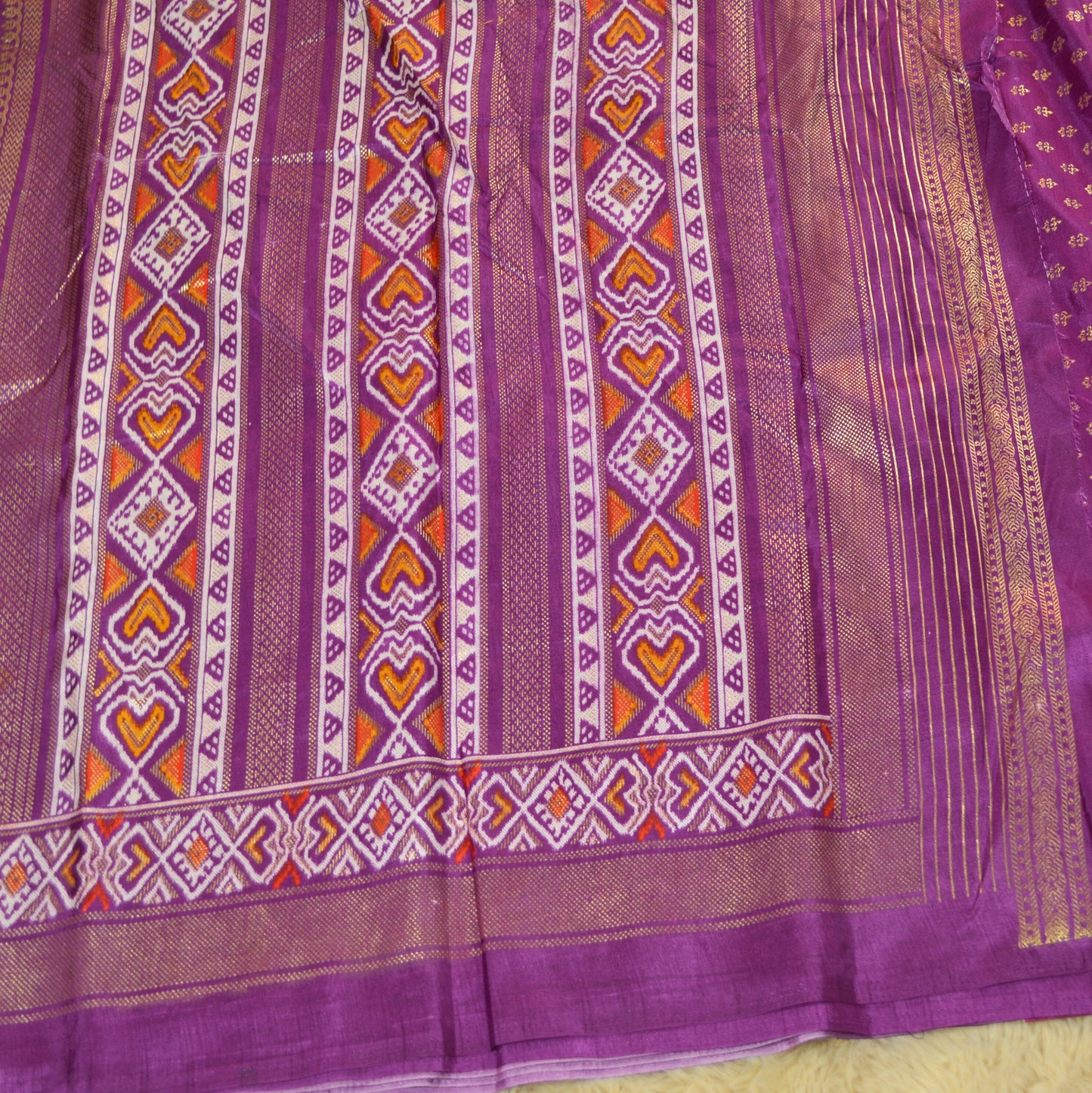 Pink with purple ikkat semi dola saree