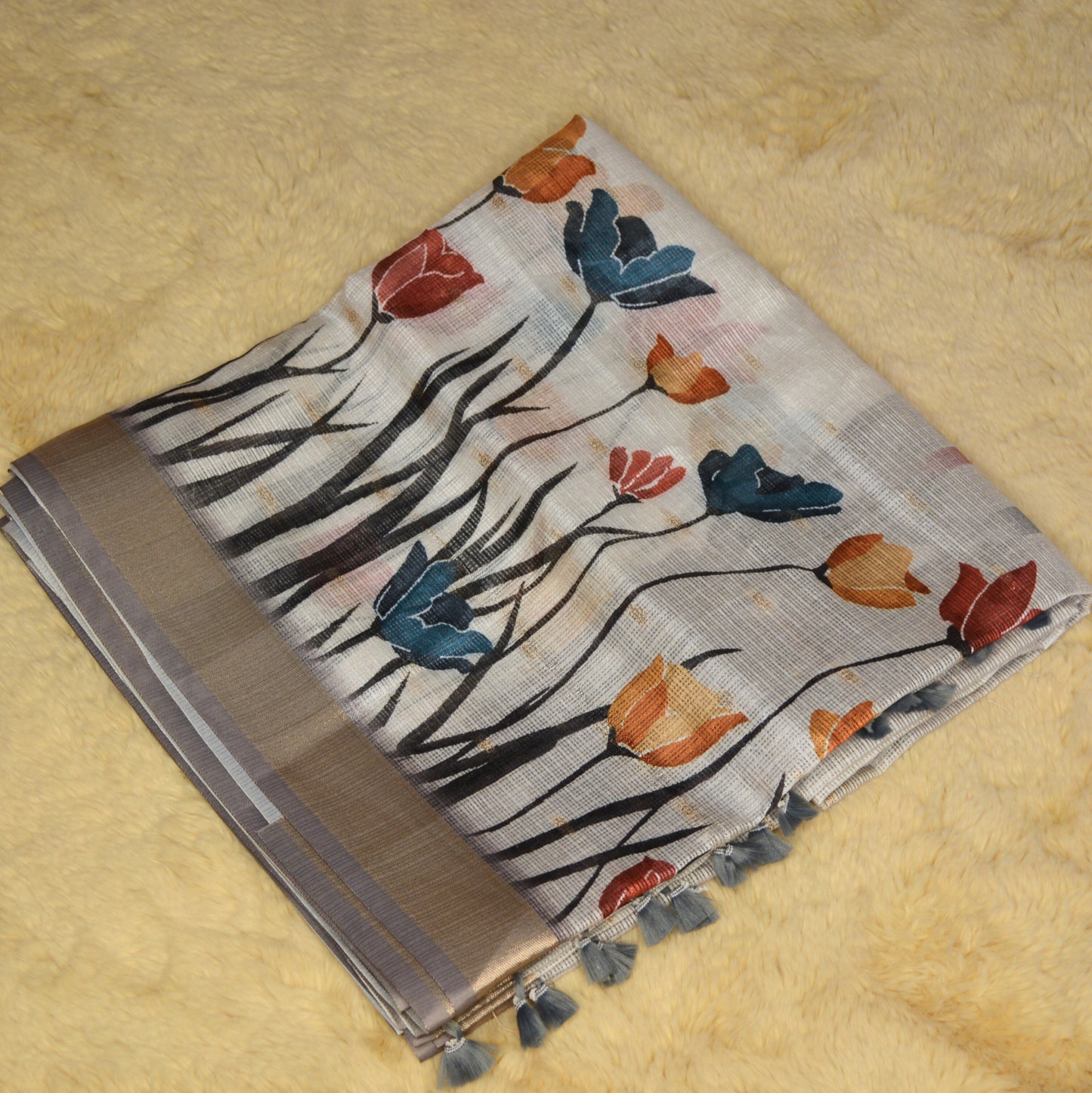 Grey kota digital print saree