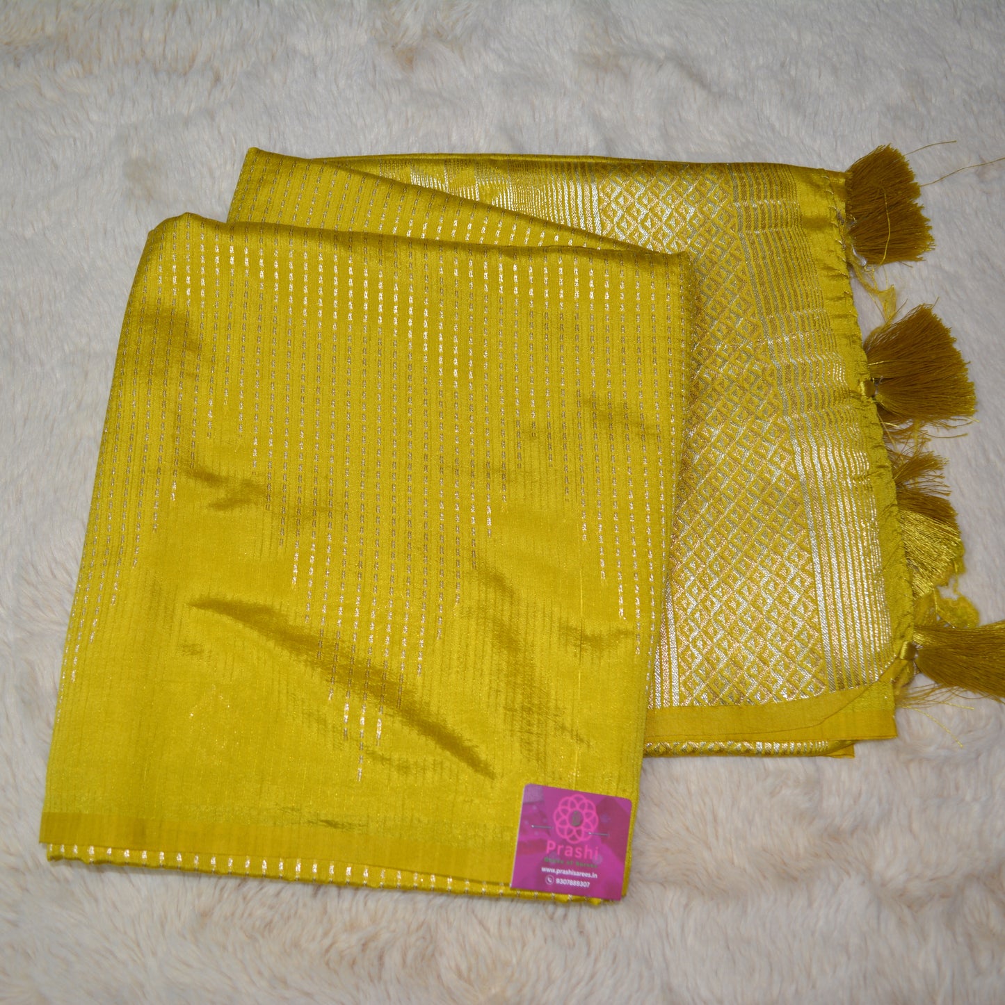 Yellow semi silk saree