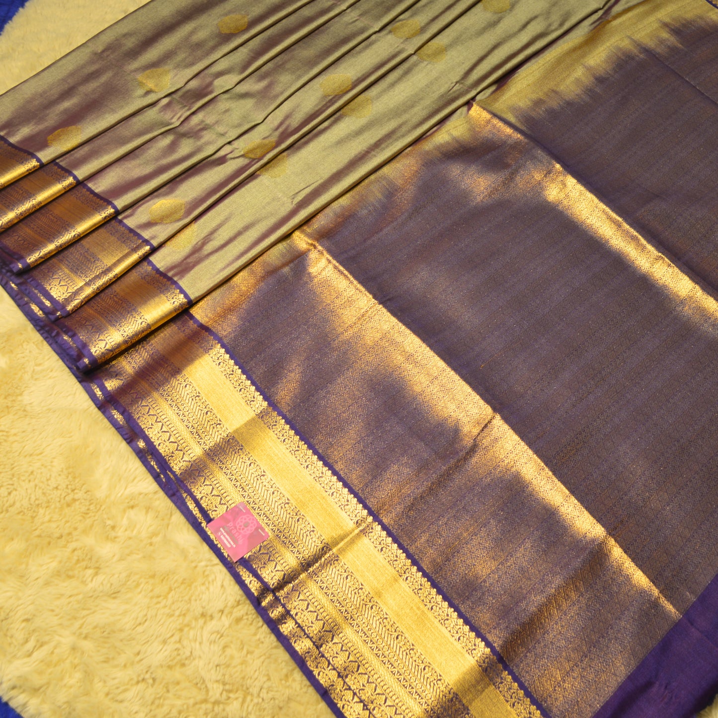 Grey and purple semi soft silk saree