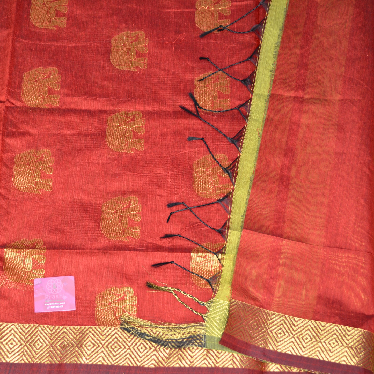 Parrot green maheshwari silk cotton saree
