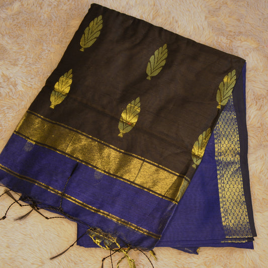 blue and black maheshwari cotton saree