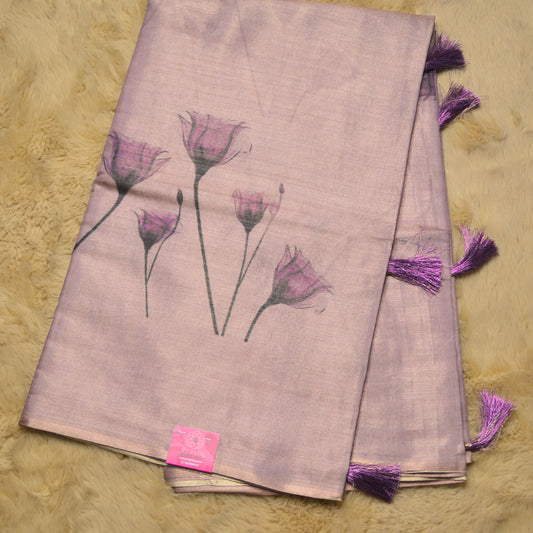 Lavender soft tissue saree