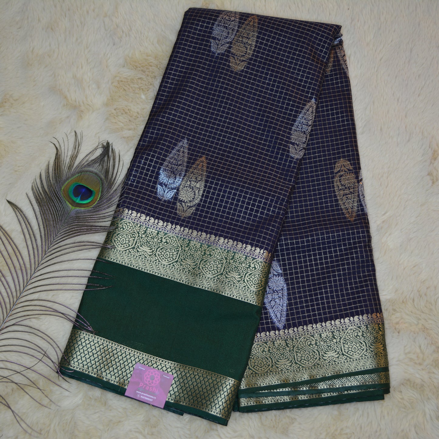Navy blue viscose georgette saree