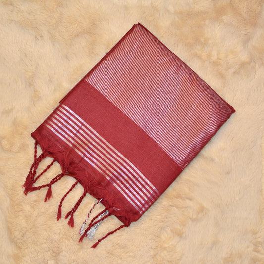 Maroon khadi cotton saree