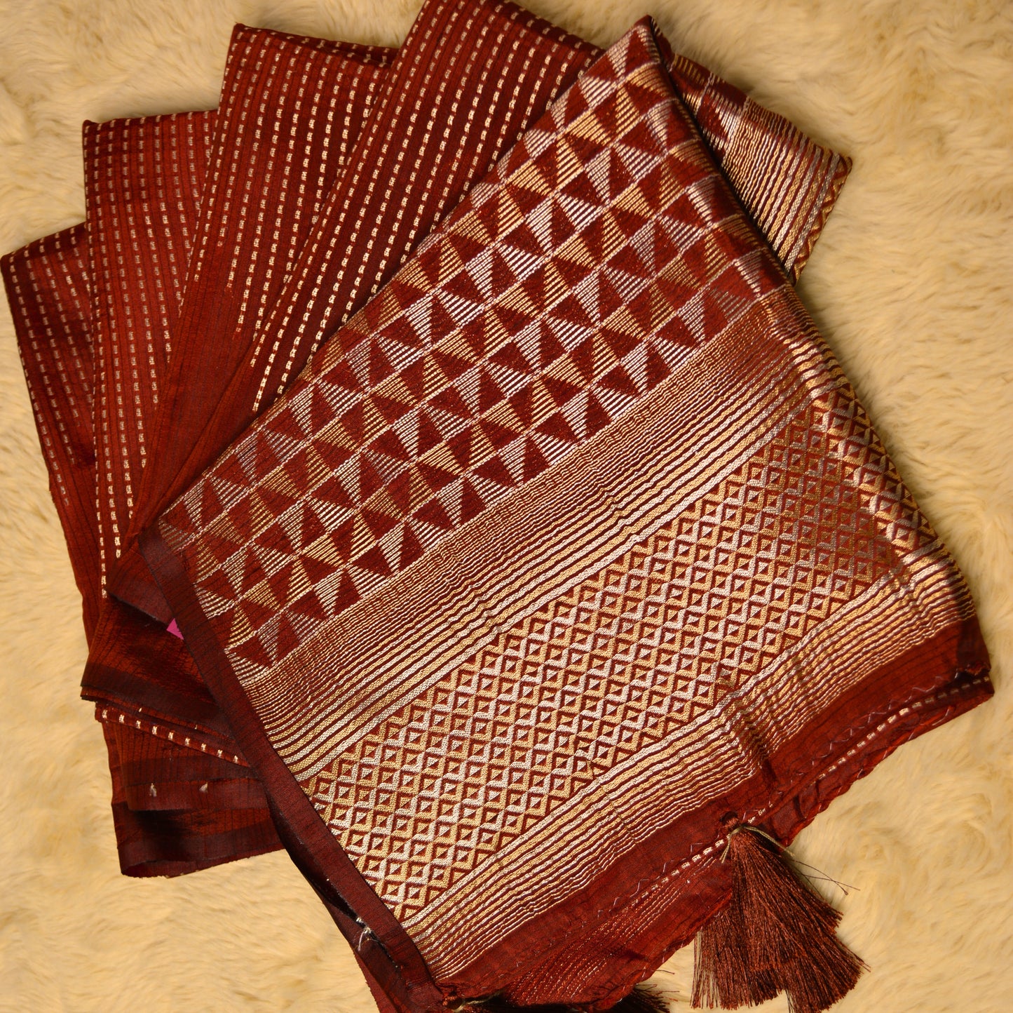 Brown colour semi silk saree