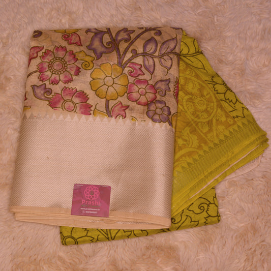 Yellow handloom mangalagiri silk saree
