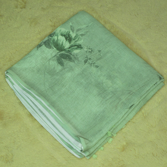 Pastel green soft kota cotton saree