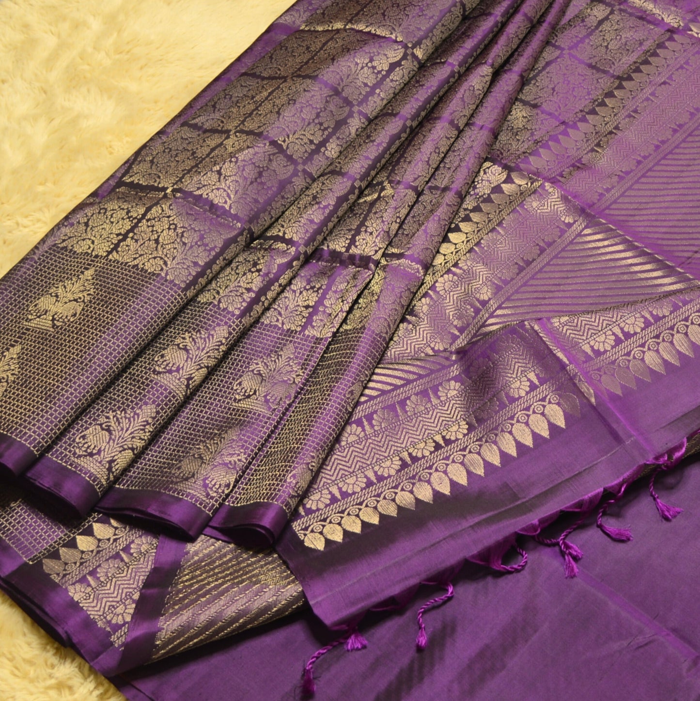 Purple pure handloom soft silk saree